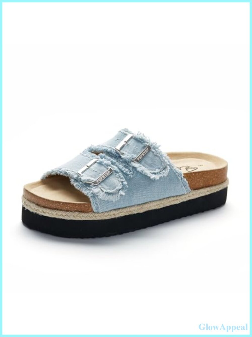 Platform Slide Sandals Cork Footbed Adjustable Strap Slip On Casual